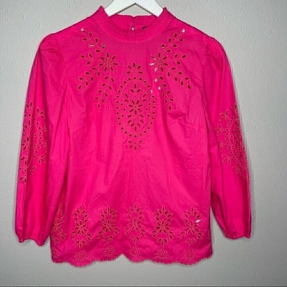 NWT J. Crew Eyelet Long Sleeve Top - Picture 4 of 6